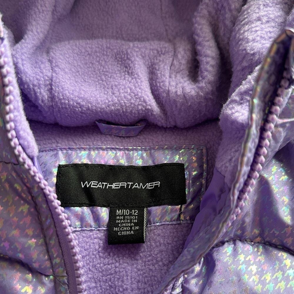 Weather Tamer Big Girls Iridescent Foil Puffer Jacket - Picture 3 of 11